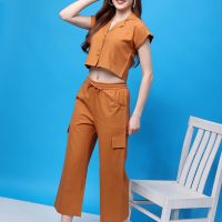 Women's Solid Shirt & Trouser Co-ord Set – Chic & Comfortable